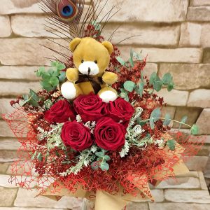 Buket od deh. ruža + medo 39Z