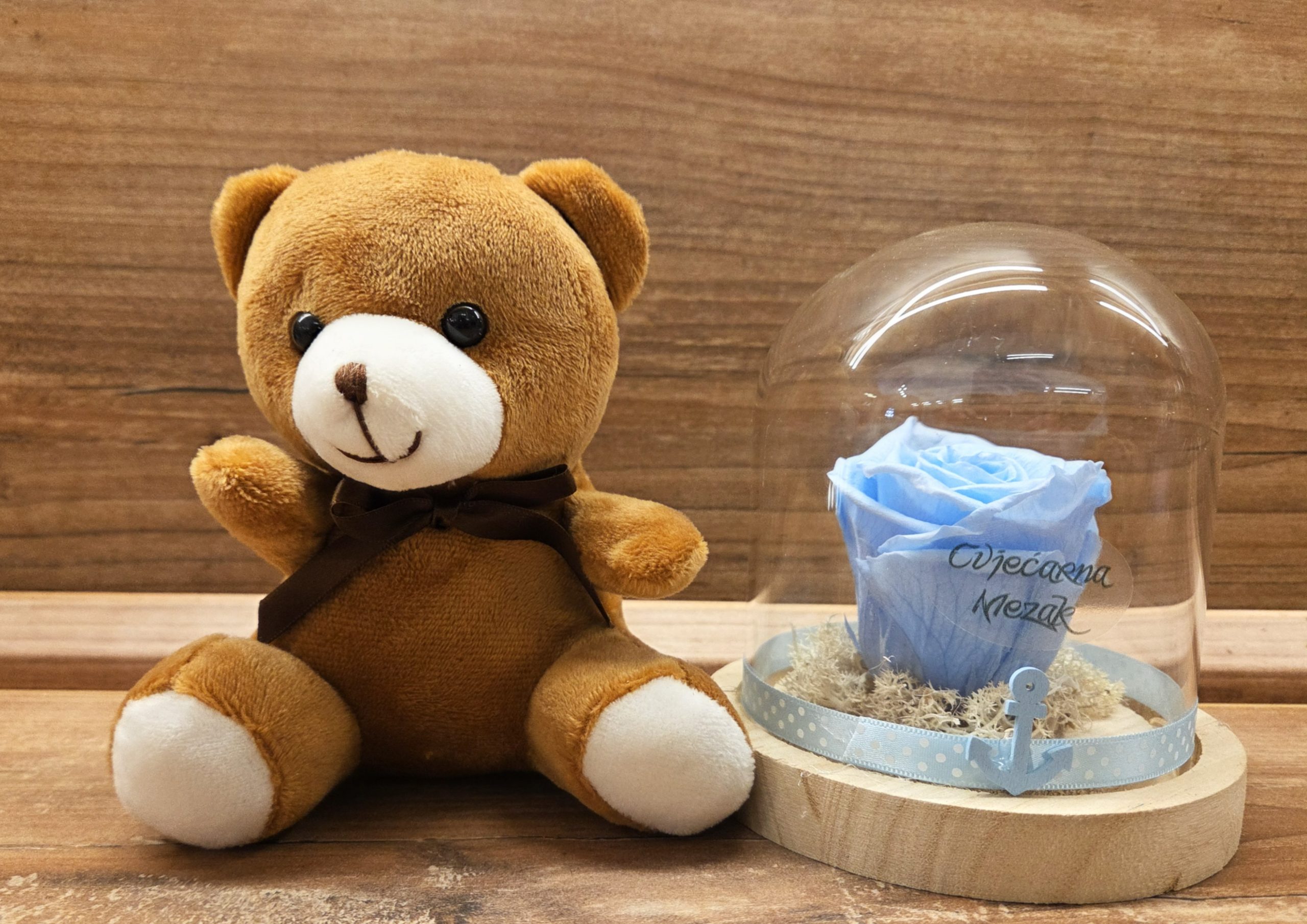 Dehidrirane ruže u zvonu+medo 104Z