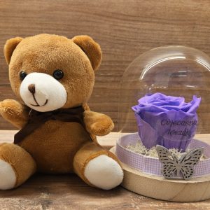 TRAJNA DEHIDRIRANA RUŽA U STAKLENOM ZVONU + MEDO 201Z