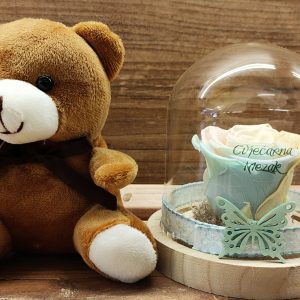 DEHIDRIRANA RUŽA U STAKLENOM ZVONU + MEDO 408Z