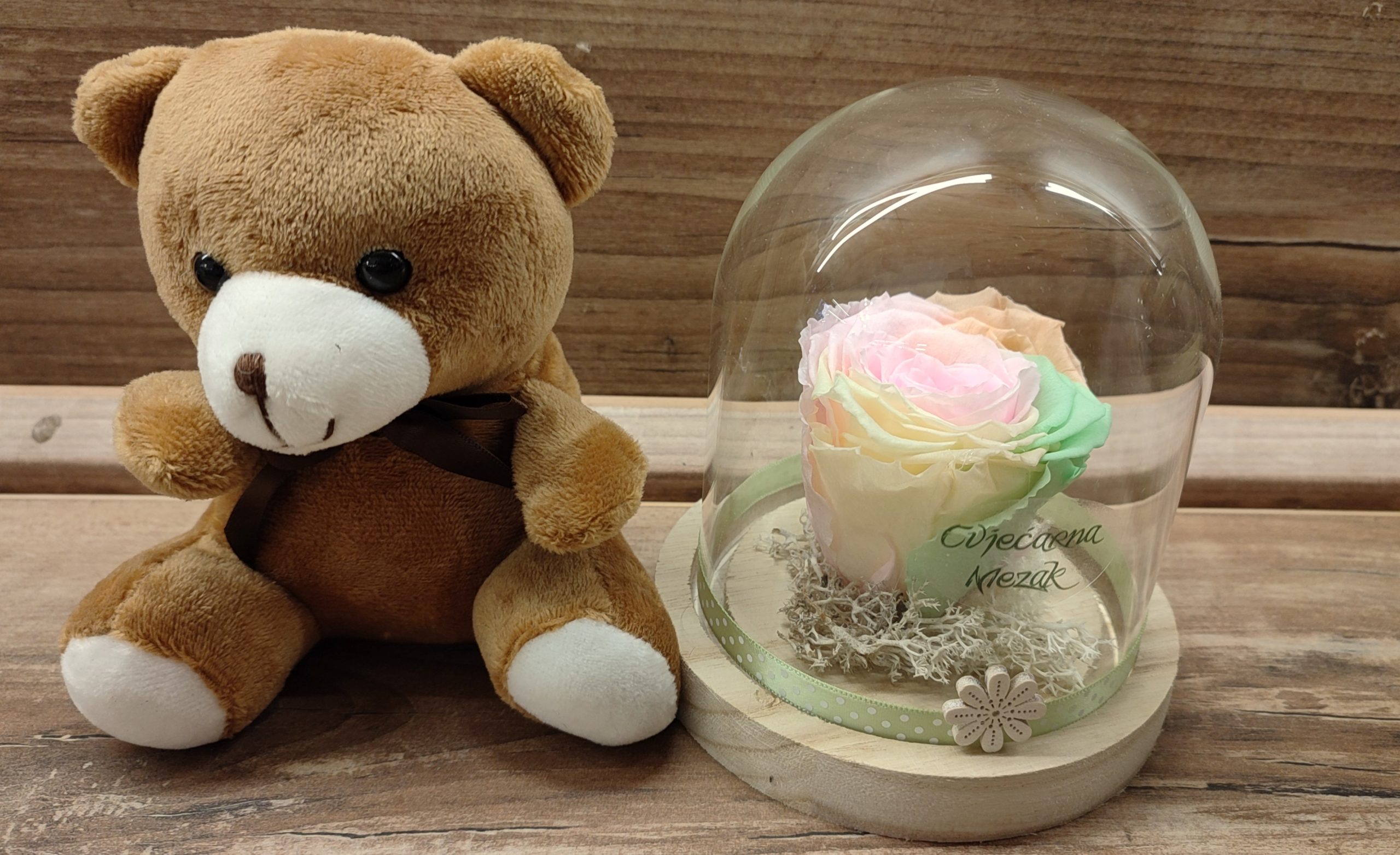 DEHIDRIRANA RUŽA U STAKLENOM ZVONU + MEDO 408Z